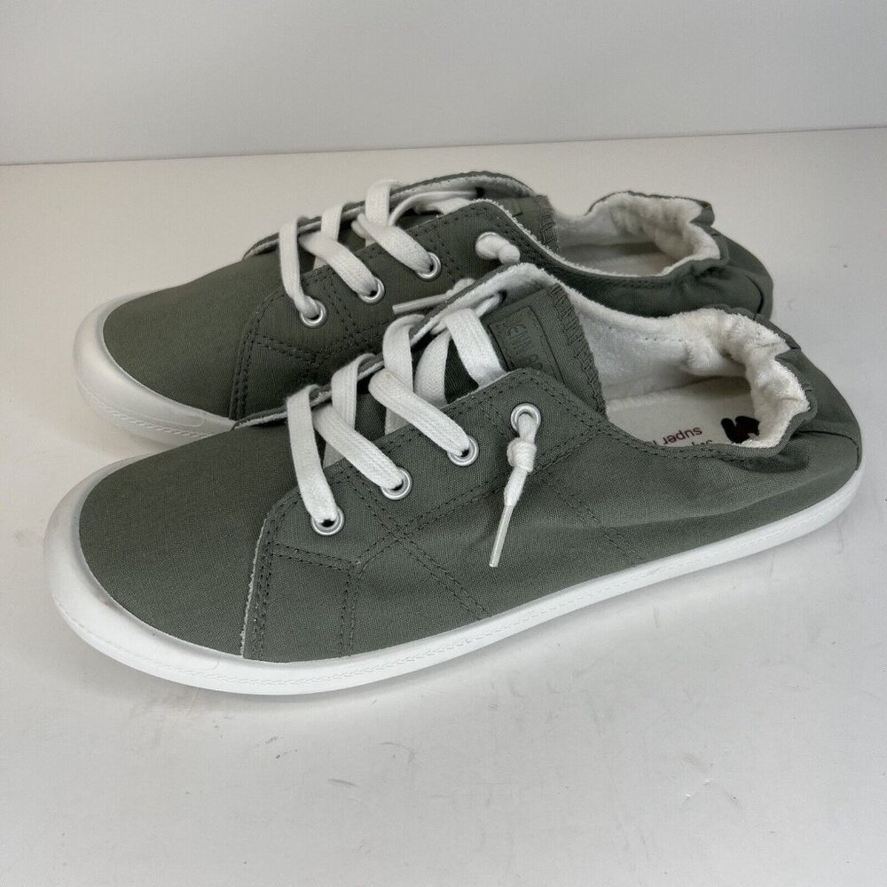 Jenn Ardor Jock Canvas Green/Gray Sneakers Women's Size 11 Casual Walk-On Heels